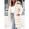 imagePRETTYGARDEN Womens Long Winter Puffer Coats Hooded Zip Up Thickened Parka Down Jackets Trendy Fashion Warm OuterwearBeige White