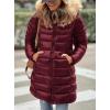 imagePRETTYGARDEN Womens Long Winter Puffer Coats Hooded Zip Up Thickened Parka Down Jackets Trendy Fashion Warm OuterwearWine Red