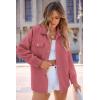 imagePRETTYGARDEN Womens Oversized Shacket Jackets Fall Fashion Clothes 2024 Casual Long Sleeve Loose Collared Blouse ShirtsBean Paste Red