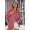 imagePRETTYGARDEN Womens Oversized Shacket Jackets Fall Fashion Clothes 2024 Casual Long Sleeve Loose Collared Blouse ShirtsBean Paste Red