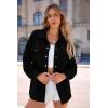 imagePRETTYGARDEN Womens Oversized Shacket Jackets Fall Fashion Clothes 2024 Casual Long Sleeve Loose Collared Blouse ShirtsBlack