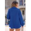 imagePRETTYGARDEN Womens Oversized Shacket Jackets Fall Fashion Clothes 2024 Casual Long Sleeve Loose Collared Blouse ShirtsBright Blue