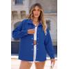 imagePRETTYGARDEN Womens Oversized Shacket Jackets Fall Fashion Clothes 2024 Casual Long Sleeve Loose Collared Blouse ShirtsBright Blue