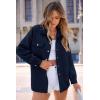 imagePRETTYGARDEN Womens Oversized Shacket Jackets Fall Fashion Clothes 2024 Casual Long Sleeve Loose Collared Blouse ShirtsDark Blue