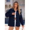 imagePRETTYGARDEN Womens Oversized Shacket Jackets Fall Fashion Clothes 2024 Casual Long Sleeve Loose Collared Blouse ShirtsDark Blue