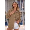 imagePRETTYGARDEN Womens Oversized Shacket Jackets Fall Fashion Clothes 2024 Casual Long Sleeve Loose Collared Blouse ShirtsKhaki