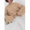 imagePRETTYGARDEN Womens Sweaters Fall 2024 Cable Knit Long Sleeve Crewneck Oversized Sweater Chunky Pullover Loose OutfitsApricot