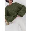 imagePRETTYGARDEN Womens Sweaters Fall 2024 Cable Knit Long Sleeve Crewneck Oversized Sweater Chunky Pullover Loose OutfitsArmy Green
