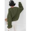 imagePRETTYGARDEN Womens Sweaters Fall 2024 Cable Knit Long Sleeve Crewneck Oversized Sweater Chunky Pullover Loose OutfitsArmy Green