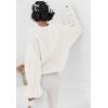 imagePRETTYGARDEN Womens Sweaters Fall 2024 Cable Knit Long Sleeve Crewneck Oversized Sweater Chunky Pullover Loose OutfitsBeige White
