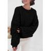 imagePRETTYGARDEN Womens Sweaters Fall 2024 Cable Knit Long Sleeve Crewneck Oversized Sweater Chunky Pullover Loose OutfitsBlack