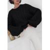 imagePRETTYGARDEN Womens Sweaters Fall 2024 Cable Knit Long Sleeve Crewneck Oversized Sweater Chunky Pullover Loose OutfitsBlack