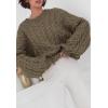 imagePRETTYGARDEN Womens Sweaters Fall 2024 Cable Knit Long Sleeve Crewneck Oversized Sweater Chunky Pullover Loose OutfitsBrown Coffee