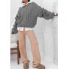 imagePRETTYGARDEN Womens Sweaters Fall 2024 Cable Knit Long Sleeve Crewneck Oversized Sweater Chunky Pullover Loose OutfitsGrey
