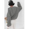 imagePRETTYGARDEN Womens Sweaters Fall 2024 Cable Knit Long Sleeve Crewneck Oversized Sweater Chunky Pullover Loose OutfitsGrey
