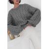 imagePRETTYGARDEN Womens Sweaters Fall 2024 Cable Knit Long Sleeve Crewneck Oversized Sweater Chunky Pullover Loose OutfitsGrey