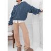 imagePRETTYGARDEN Womens Sweaters Fall 2024 Cable Knit Long Sleeve Crewneck Oversized Sweater Chunky Pullover Loose OutfitsGrey Blue