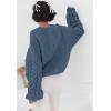 imagePRETTYGARDEN Womens Sweaters Fall 2024 Cable Knit Long Sleeve Crewneck Oversized Sweater Chunky Pullover Loose OutfitsGrey Blue