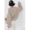 imagePRETTYGARDEN Womens Sweaters Fall 2024 Cable Knit Long Sleeve Crewneck Oversized Sweater Chunky Pullover Loose OutfitsKhaki
