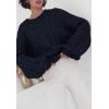 imagePRETTYGARDEN Womens Sweaters Fall 2024 Cable Knit Long Sleeve Crewneck Oversized Sweater Chunky Pullover Loose OutfitsNavy