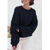 imagePRETTYGARDEN Womens Sweaters Fall 2024 Cable Knit Long Sleeve Crewneck Oversized Sweater Chunky Pullover Loose OutfitsNavy