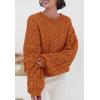 imagePRETTYGARDEN Womens Sweaters Fall 2024 Cable Knit Long Sleeve Crewneck Oversized Sweater Chunky Pullover Loose OutfitsOrange