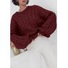 imagePRETTYGARDEN Womens Sweaters Fall 2024 Cable Knit Long Sleeve Crewneck Oversized Sweater Chunky Pullover Loose OutfitsWine Red