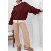 imagePRETTYGARDEN Womens Sweaters Fall 2024 Cable Knit Long Sleeve Crewneck Oversized Sweater Chunky Pullover Loose OutfitsWine Red
