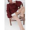 imagePRETTYGARDEN Womens Sweaters Fall 2024 Cable Knit Long Sleeve Crewneck Oversized Sweater Chunky Pullover Loose OutfitsWine Red