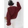 imagePRETTYGARDEN Womens Sweaters Fall 2024 Cable Knit Long Sleeve Crewneck Oversized Sweater Chunky Pullover Loose OutfitsWine Red