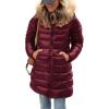 imagePRETTYGARDEN Womens Long Winter Puffer Coats Hooded Zip Up Thickened Parka Down Jackets Trendy Fashion Warm OuterwearWine Red