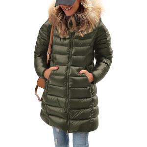 imagePRETTYGARDEN Womens Long Winter Puffer Coats Hooded Zip Up Thickened Parka Down Jackets Trendy Fashion Warm OuterwearArmy Green