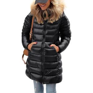 imagePRETTYGARDEN Womens Long Winter Puffer Coats Hooded Zip Up Thickened Parka Down Jackets Trendy Fashion Warm OuterwearBlack