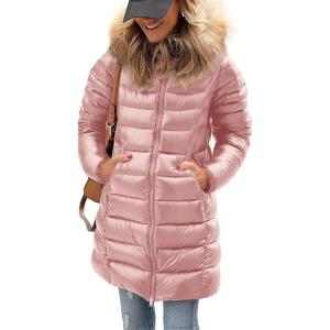 imagePRETTYGARDEN Womens Long Winter Puffer Coats Hooded Zip Up Thickened Parka Down Jackets Trendy Fashion Warm OuterwearPink