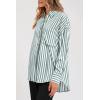 imagePRETTYGARDEN Womens Striped Button Down Shirt Fall Fashion Oversized Collared Long Sleeve Office Work Blouses TopsGreen