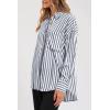 imagePRETTYGARDEN Womens Striped Button Down Shirt Fall Fashion Oversized Collared Long Sleeve Office Work Blouses TopsNavy