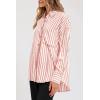 imagePRETTYGARDEN Womens Striped Button Down Shirt Fall Fashion Oversized Collared Long Sleeve Office Work Blouses TopsRed
