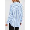 imagePRETTYGARDEN Womens Striped Button Down Shirt Fall Fashion Oversized Collared Long Sleeve Office Work Blouses TopsSky Blue