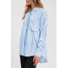 imagePRETTYGARDEN Womens Striped Button Down Shirt Fall Fashion Oversized Collared Long Sleeve Office Work Blouses TopsSky Blue