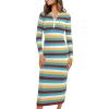 imagePRETTYGARDEN Womens Striped Sweater Dress Fall 2024 Long Sleeve Button Up V Neck Knit Midi Bodycon Party DressesStriped Light Blue