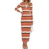 imagePRETTYGARDEN Womens Striped Sweater Dress Fall 2024 Long Sleeve Button Up V Neck Knit Midi Bodycon Party DressesStriped Orange
