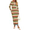 imagePRETTYGARDEN Womens Striped Sweater Dress Fall 2024 Long Sleeve Button Up V Neck Knit Midi Bodycon Party DressesStriped Yellow