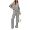 imagePRETTYGARDEN Womens 2 Piece Outfits 2024 Winter Fashion Tracksuits Long Sleeve Pullover Tops Straight Leg Pants Lounge SetsLight Grey