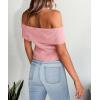 imagePRETTYGARDEN Womens 2025 Summer Off Shoulder Sweater Tops Ribbed Knit Short Sleeve Trendy Going Out Date Night BlousePink