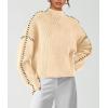 imagePRETTYGARDEN Womens Chunky Knit Winter Sweaters Casual Long Sleeve Mock Neck Oversized Loose Pullover Sweater TopsBeige