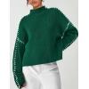 imagePRETTYGARDEN Womens Chunky Knit Winter Sweaters Casual Long Sleeve Mock Neck Oversized Loose Pullover Sweater TopsDark Green