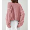 imagePRETTYGARDEN Womens Chunky Knit Winter Sweaters Casual Long Sleeve Mock Neck Oversized Loose Pullover Sweater TopsGrey Pink