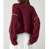 imagePRETTYGARDEN Womens Chunky Knit Winter Sweaters Casual Long Sleeve Mock Neck Oversized Loose Pullover Sweater TopsWine Red