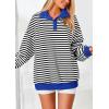 imagePRETTYGARDEN Womens Oversized Striped Sweatshirts 2024 Fall Trendy Casual Long Sleeve Button Up Tops Shirt Preppy ClothesStriped Black White