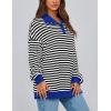 imagePRETTYGARDEN Womens Oversized Striped Sweatshirts 2024 Fall Trendy Casual Long Sleeve Button Up Tops Shirt Preppy ClothesStriped Black White